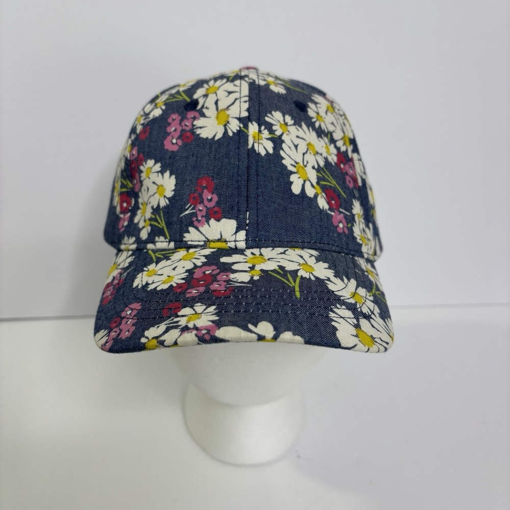Women's Blue And Floral Print Baseball Cap Adjustable Strap NEW Wildflowers